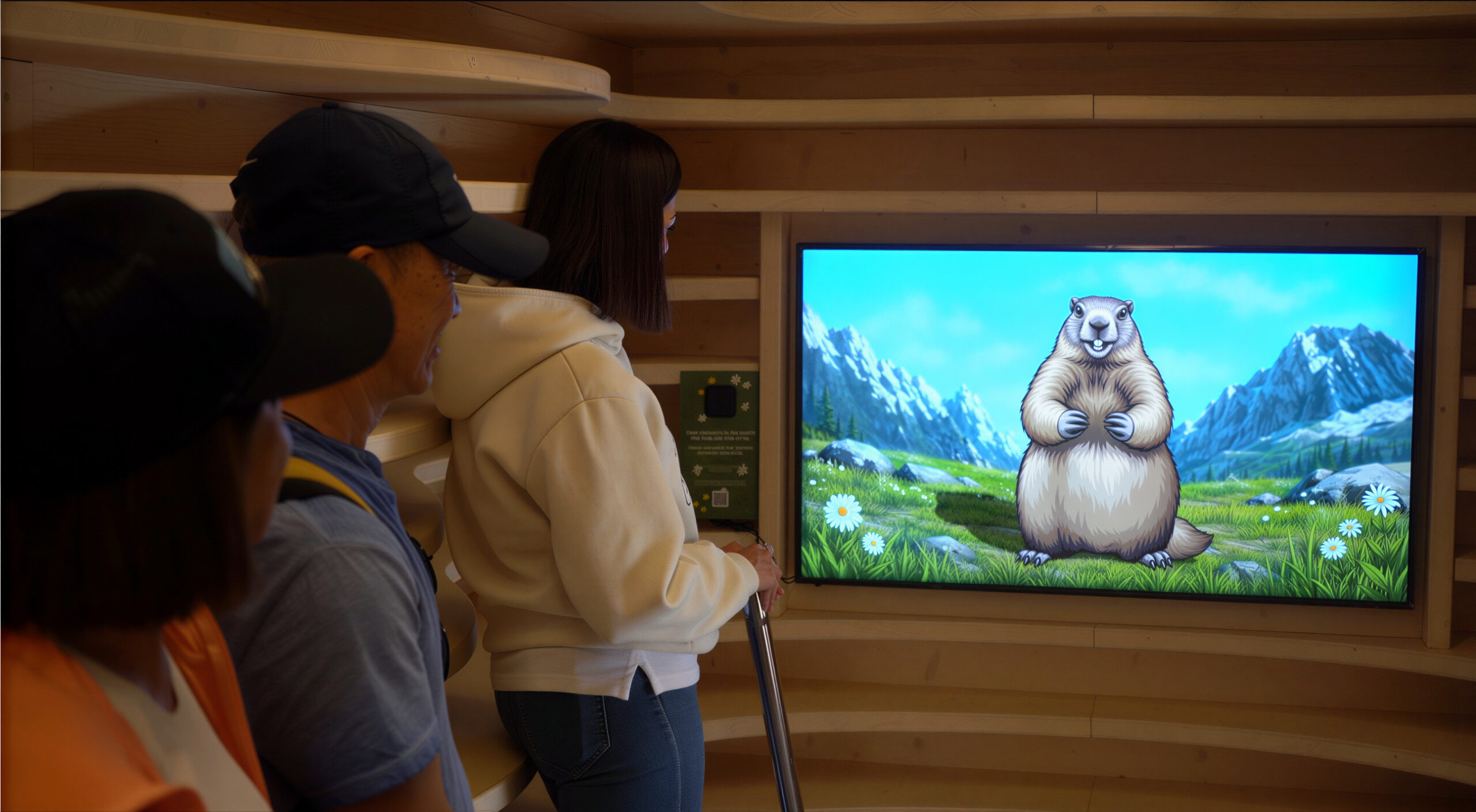 Bambino che interagisce con Otta la Marmotta — Tana delle Marmotte, Monte Bianco